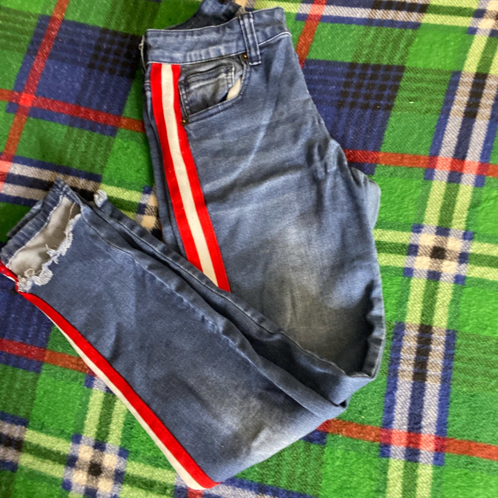 Jeans | Red and White Lining | RedFox Jeans